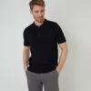 Threadbare Quarter Zip Textured Trim Knitted Polo Shirt -FRASERS Shop 29883703 l