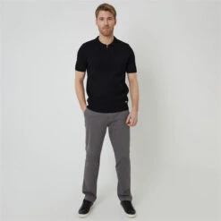 Threadbare Quarter Zip Textured Trim Knitted Polo Shirt -FRASERS Shop 29883703 l a2