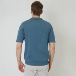 Threadbare Quarter Zip Textured Trim Knitted Polo Shirt -FRASERS Shop 29883718 l a1