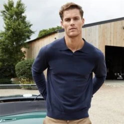 Threadbare Trophy Neck Knitted Long Sleeve Polo Jumper -FRASERS Shop 29891618 l