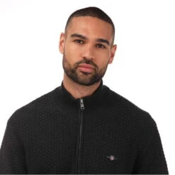Gant Textured Cotton Zipped Cardigan -FRASERS Shop 30563902 l a2