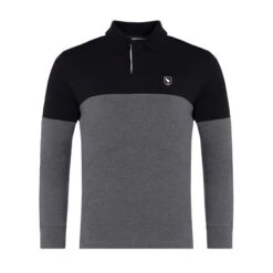 Eden Park Dark Grey Long-sleeved Polo Shirt