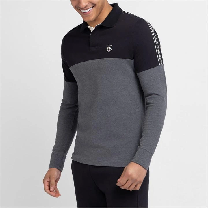 Eden Park Dark Grey Long-sleeved Polo Shirt 4 Eden Park Dark Grey Long-sleeved Polo Shirt - Image 2