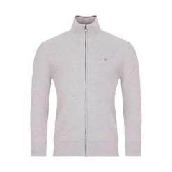 Eden Park Grey Seed Stitch Zipped Cardigan