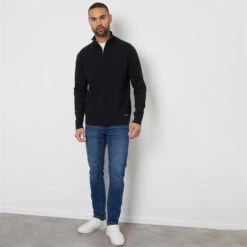 Threadbare Basket Stitch Mock T-Shirt Quarter Zip Jumper -FRASERS Shop 31229403 l a2