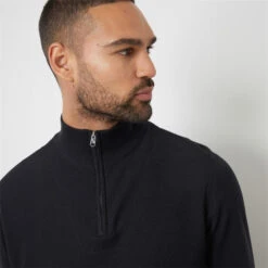 Threadbare Basket Stitch Mock T-Shirt Quarter Zip Jumper -FRASERS Shop 31229403 l a3