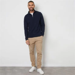 Threadbare Basket Stitch Mock T-Shirt Quarter Zip Jumper -FRASERS Shop 31229418 l a2