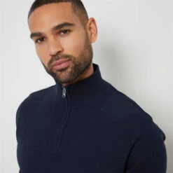 Threadbare Basket Stitch Mock T-Shirt Quarter Zip Jumper -FRASERS Shop 31229418 l a3