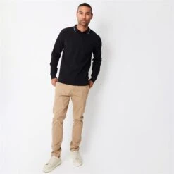 Threadbare Textured Knitted Long Sleeve Polo Jumper -FRASERS Shop 31523403 l a2