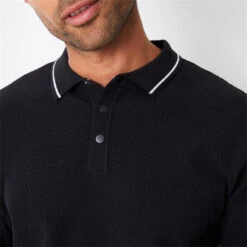 Threadbare Textured Knitted Long Sleeve Polo Jumper -FRASERS Shop 31523403 l a3
