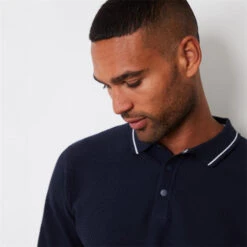 Threadbare Textured Knitted Long Sleeve Polo Jumper -FRASERS Shop 31523418 l a2