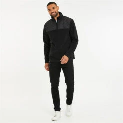 Threadbare Quarter Zip Quilted Fleece Jumper -FRASERS Shop 31709703 l a2