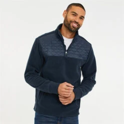 Threadbare Quarter Zip Quilted Fleece Jumper -FRASERS Shop 31709718 l