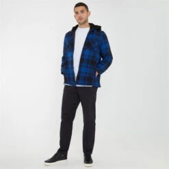 Threadbare Check Shacket With Borg-Lined Hood -FRASERS Shop 31813018 l a2