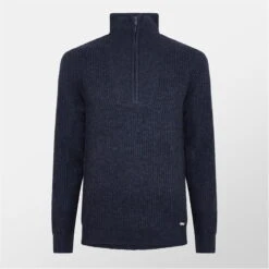 Threadbare Knitted Quarter Zip Jumper Mens