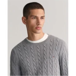Gant COTTON CABLE C-NECK EVENING BLUE S -FRASERS Shop 32888602 l a4