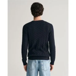 Gant COTTON CABLE C-NECK EVENING BLUE S -FRASERS Shop 32888618 l a3