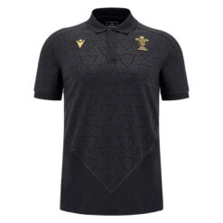MACRON Wales Rugby Travel Polo Shirt 2024 Adults