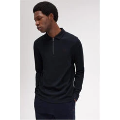 Fred Perry Waffle Quarter Zip Polo