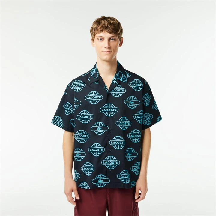 Lacoste Globe Print Cotton Twill Shirt 6 Lacoste Globe Print Cotton Twill Shirt - Image 4