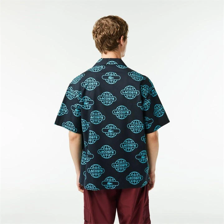 Lacoste Globe Print Cotton Twill Shirt 8 Lacoste Globe Print Cotton Twill Shirt - Image 6