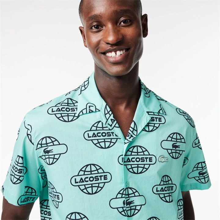 Lacoste Globe Print Cotton Twill Shirt 4 Lacoste Globe Print Cotton Twill Shirt - Image 2
