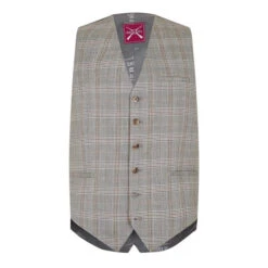 Jessop Slim Fit Light Green Check Waiscoat