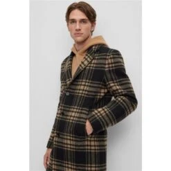 Boss Relaxed Checked Coat -FRASERS Shop 60897204 l a4