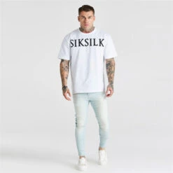 SikSilk Distressed Skinny Jeans Mens -FRASERS Shop 64025218 l a2