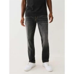 True Religion Straight Fit Washed Jeans Mens